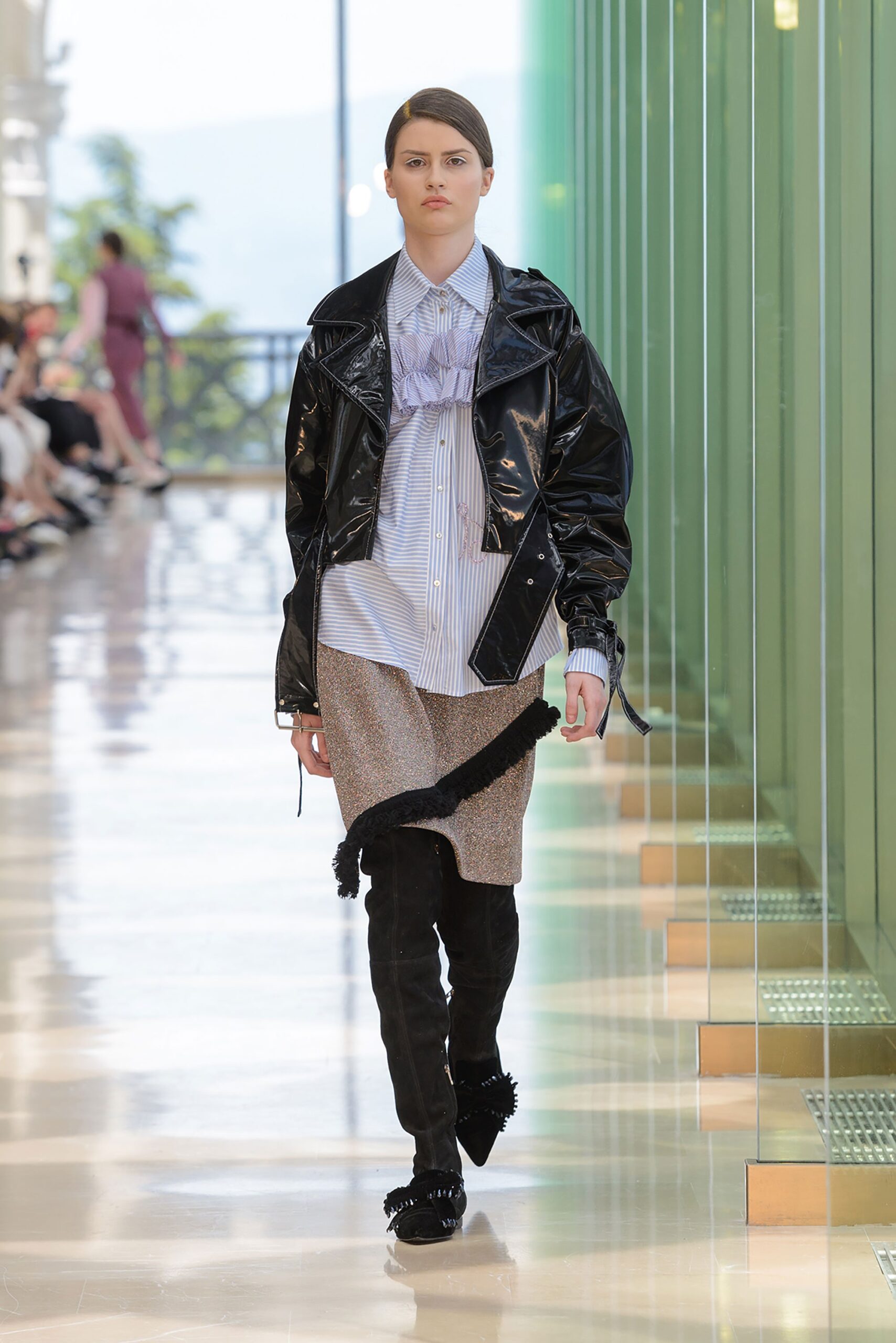 oversized black leather jacket