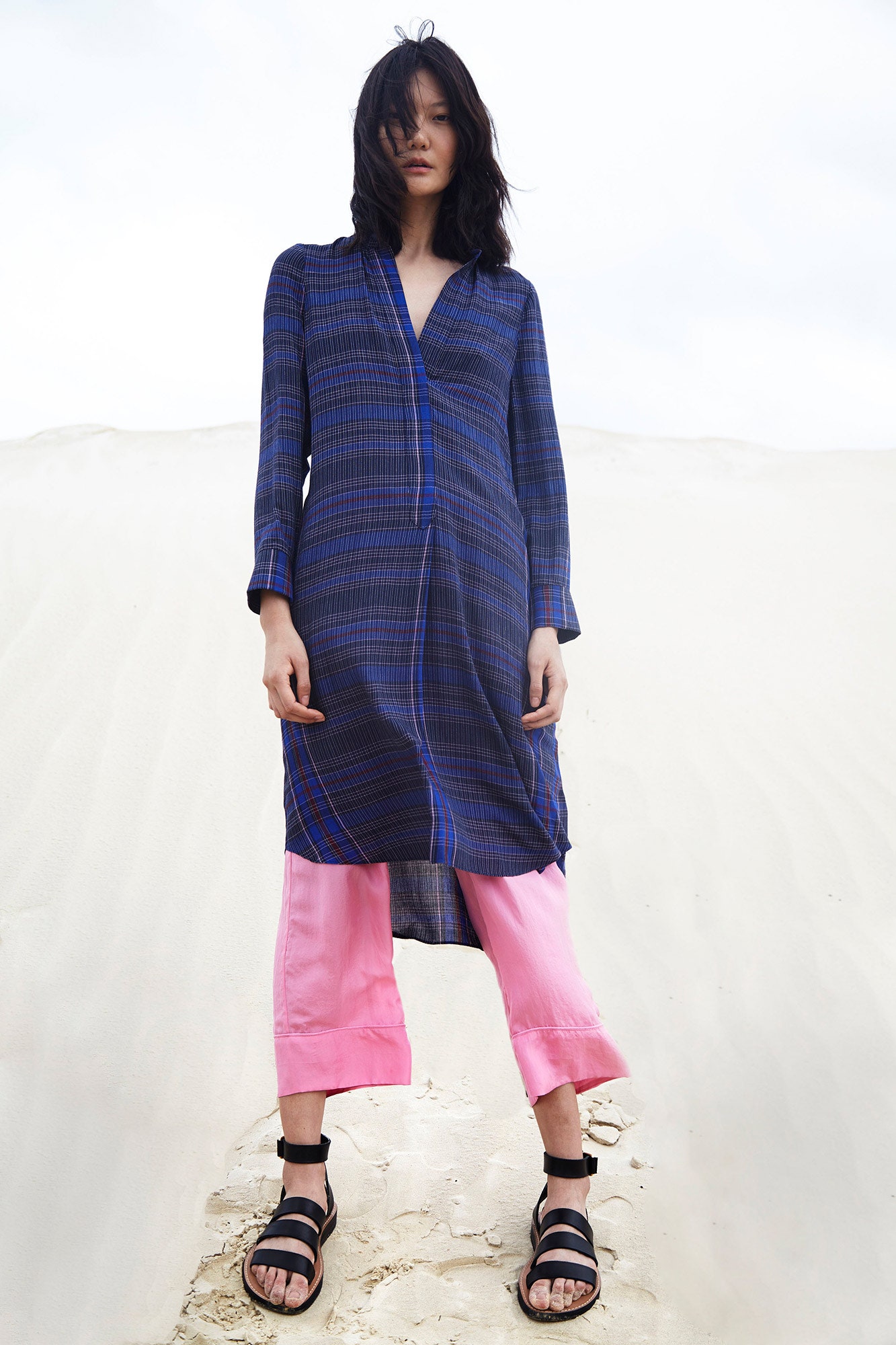pink cotton relaxed straight-leg pants