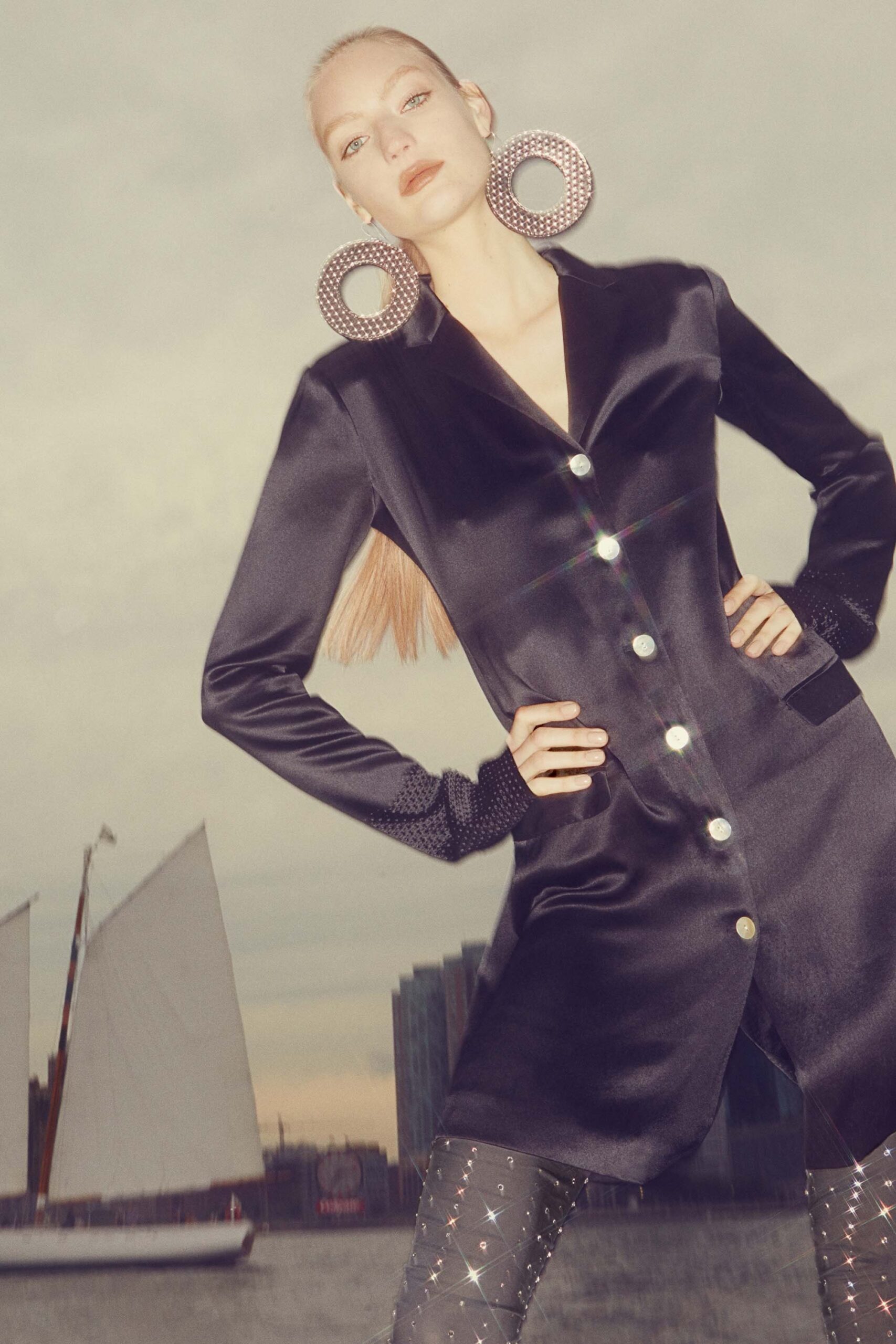 black silk fitted dress