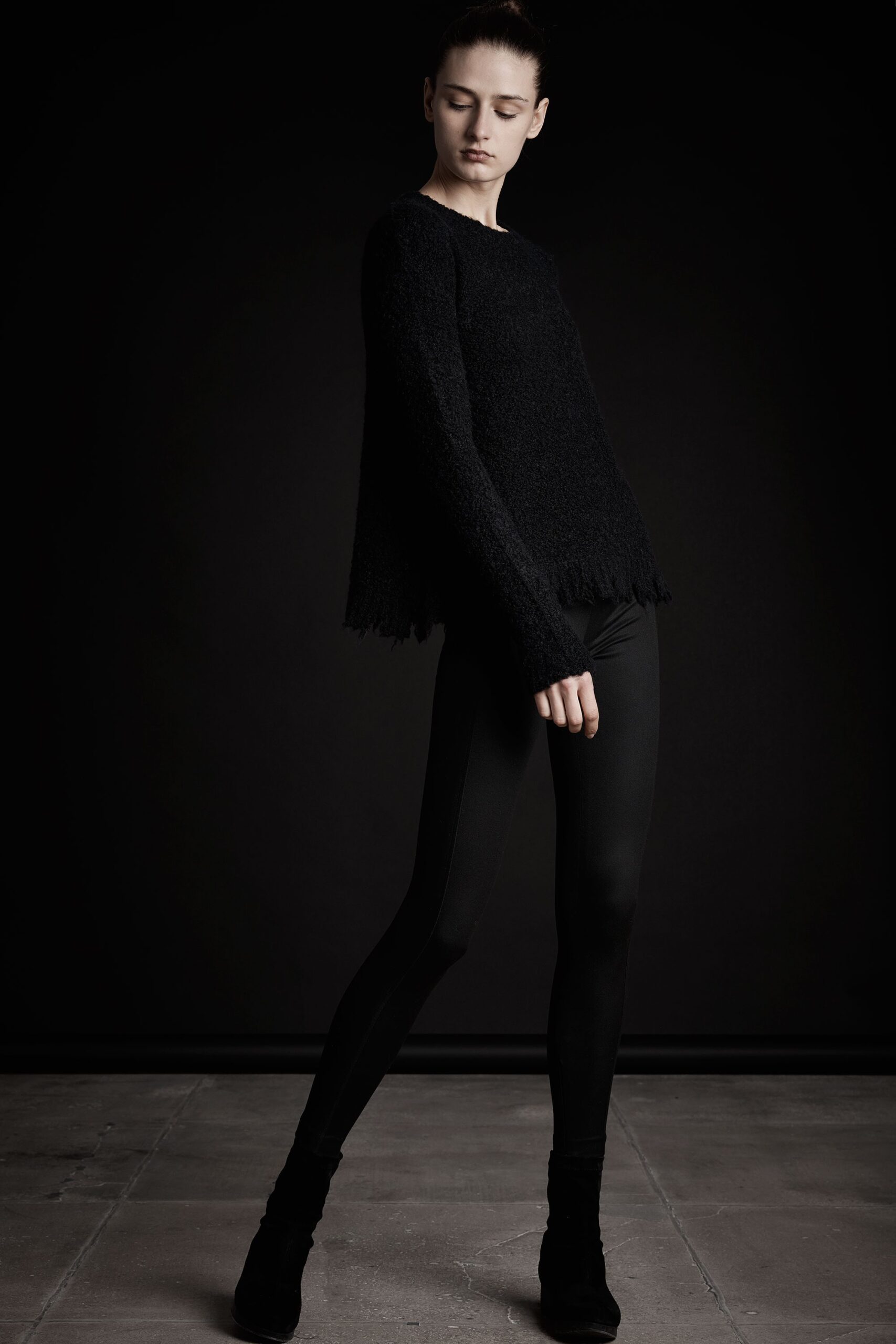 black relaxed sweater and leggings