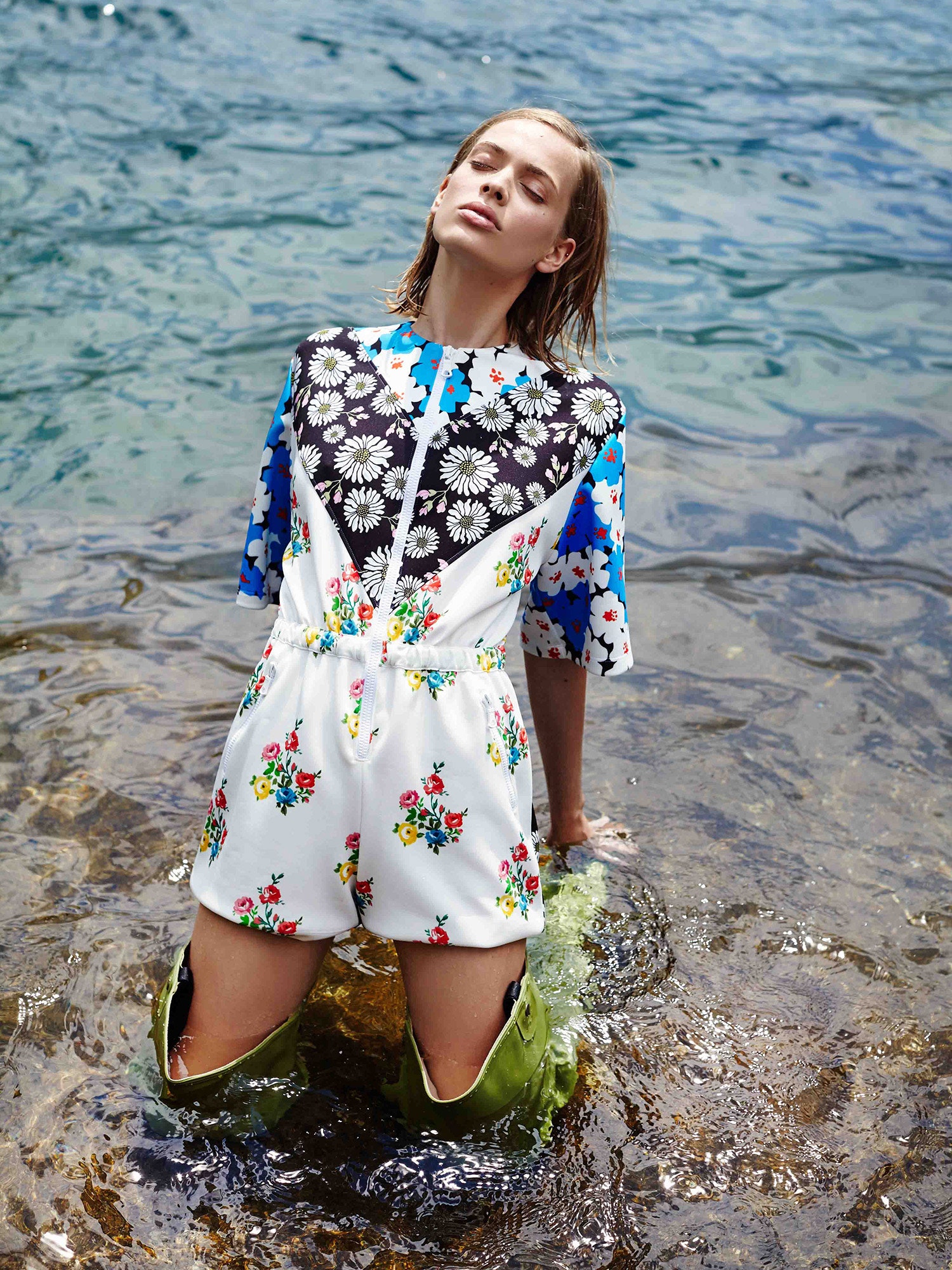 floral printed fitted romper