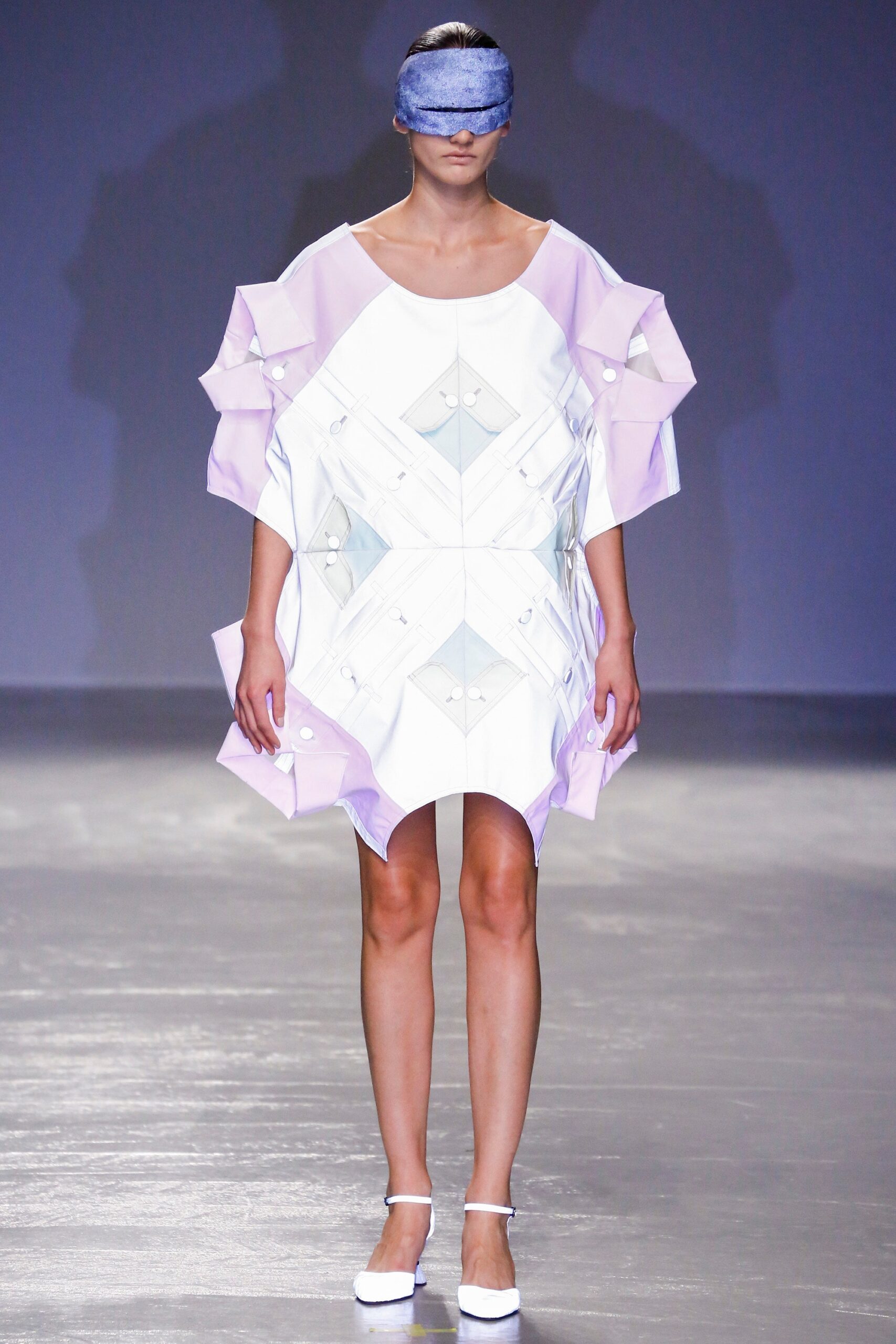 layered white and purple mini dress