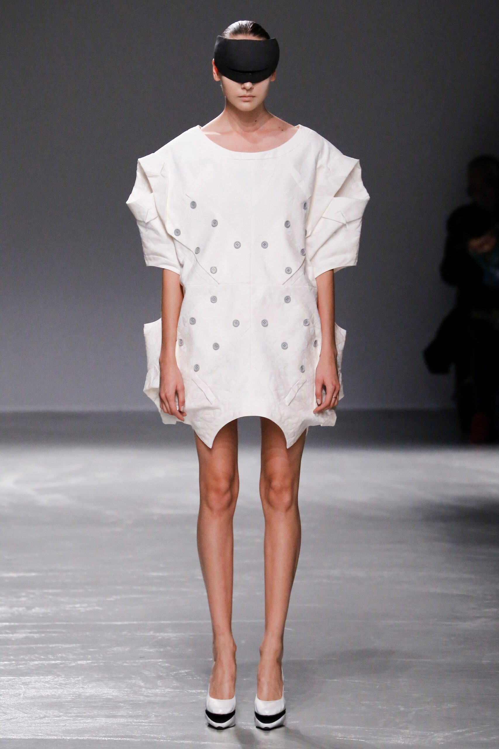 white structured mini dress