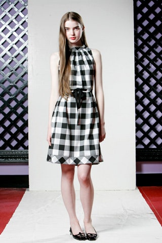 black and white checked mini dress