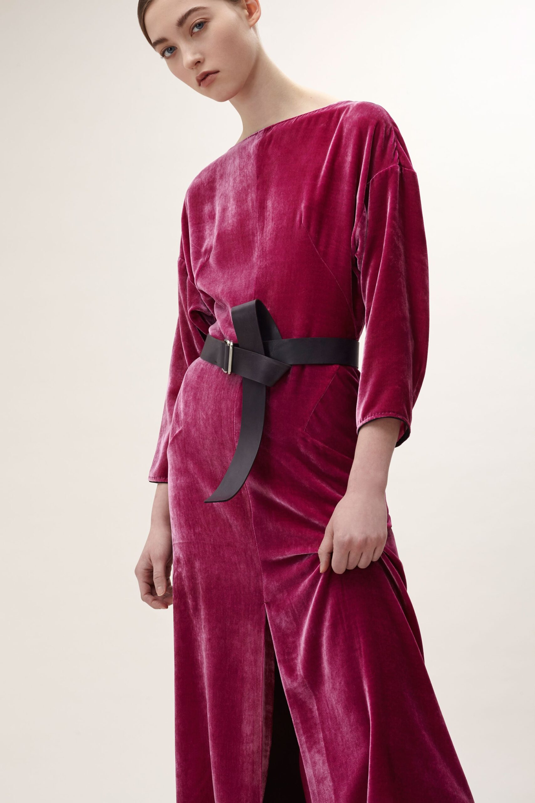 pink velvet relaxed dress