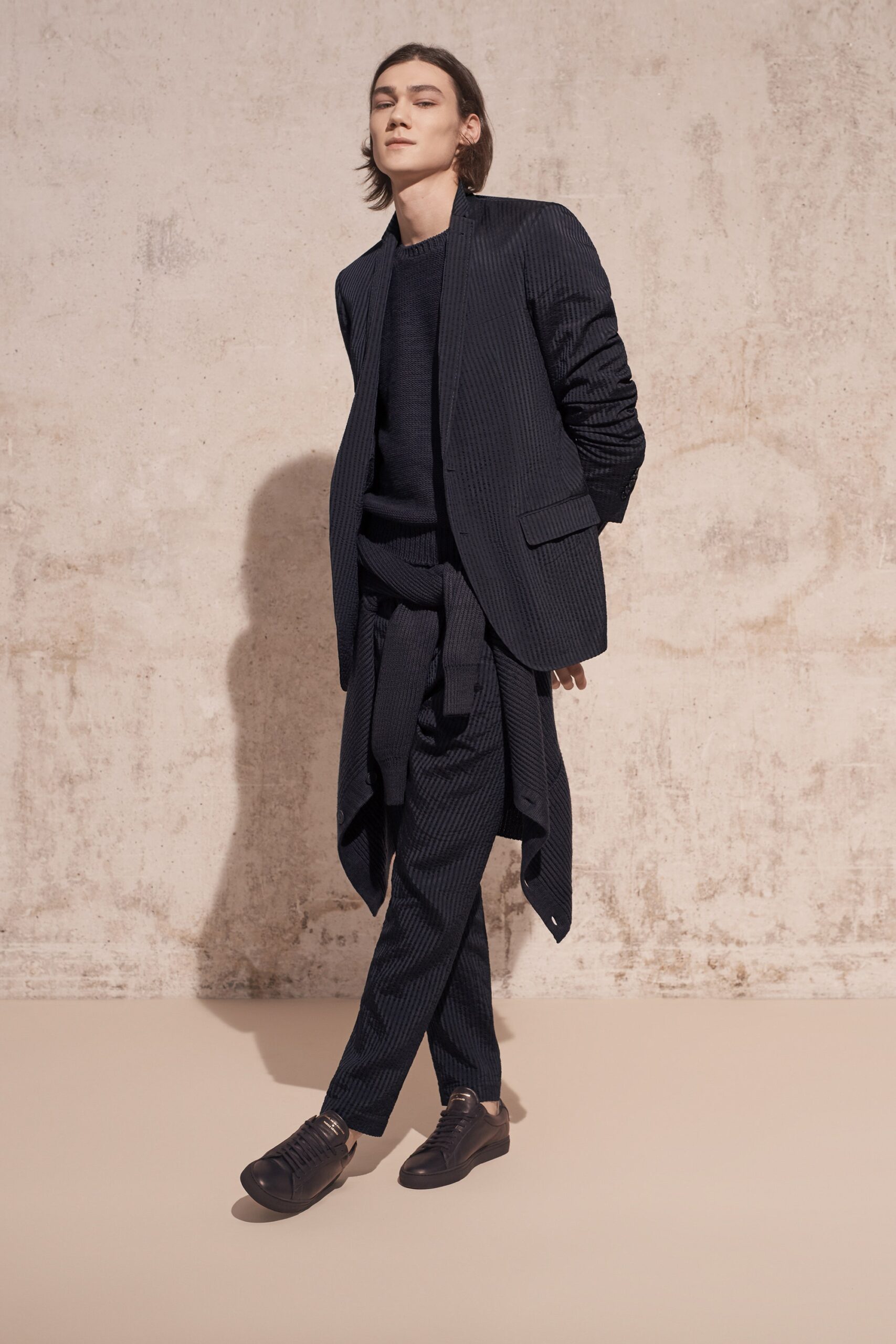 black tailored suit with shoes