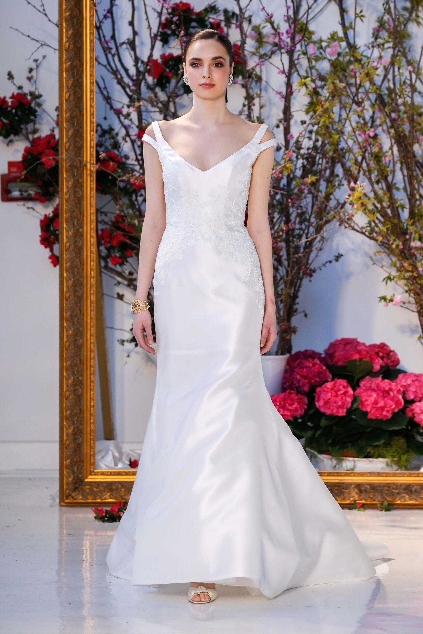 white fitted silk gown