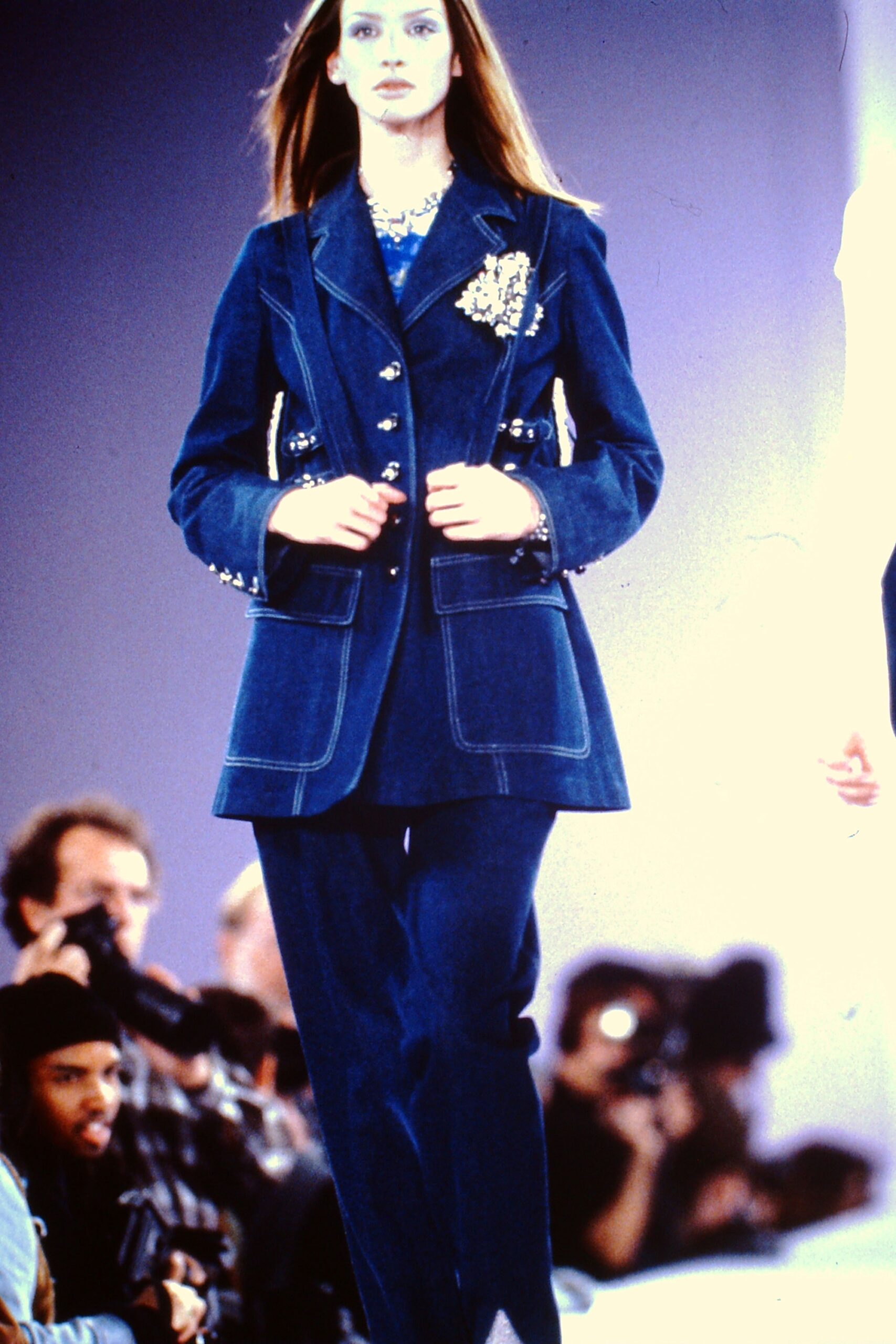 blue denim tailored suit