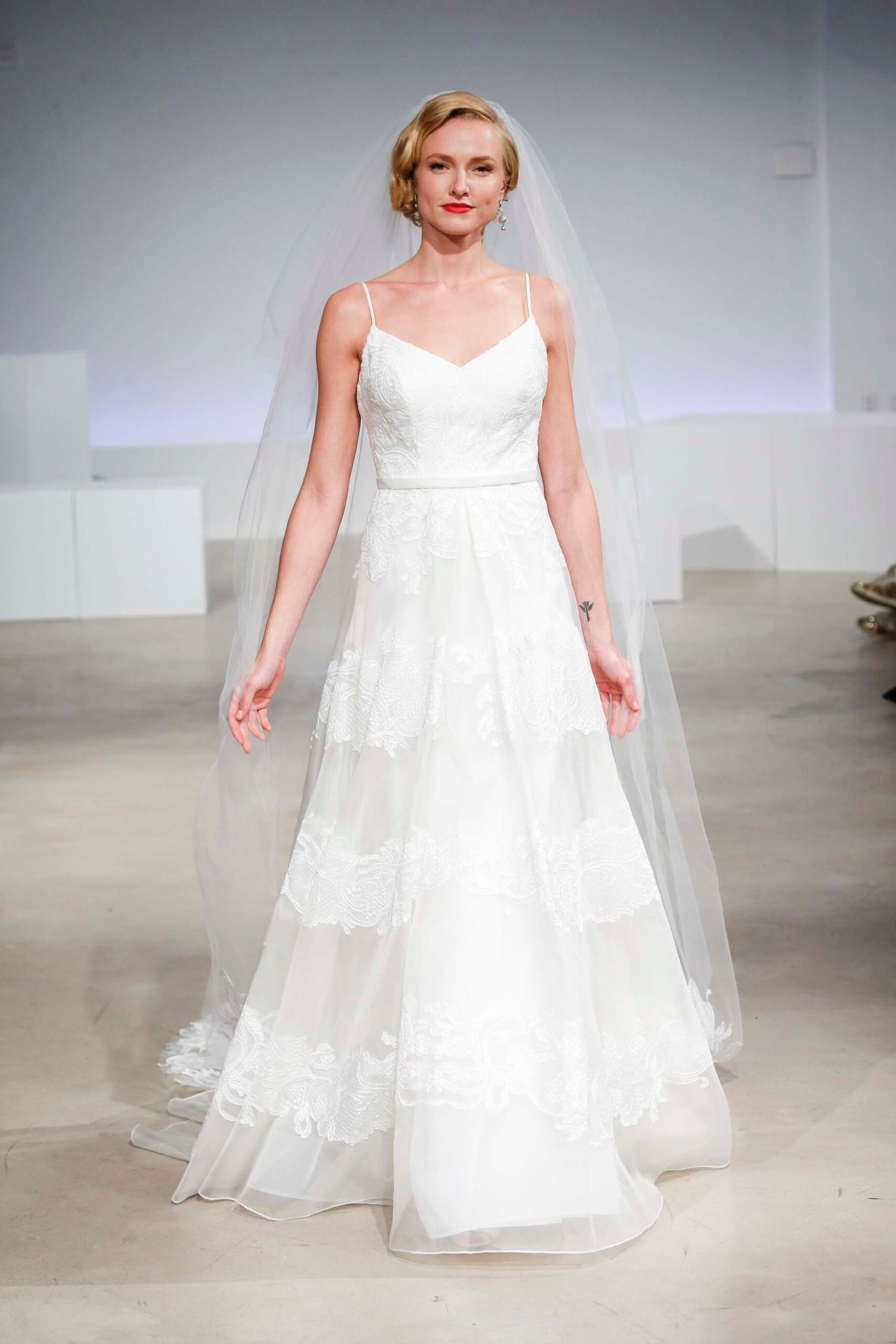 white lace gown with veil