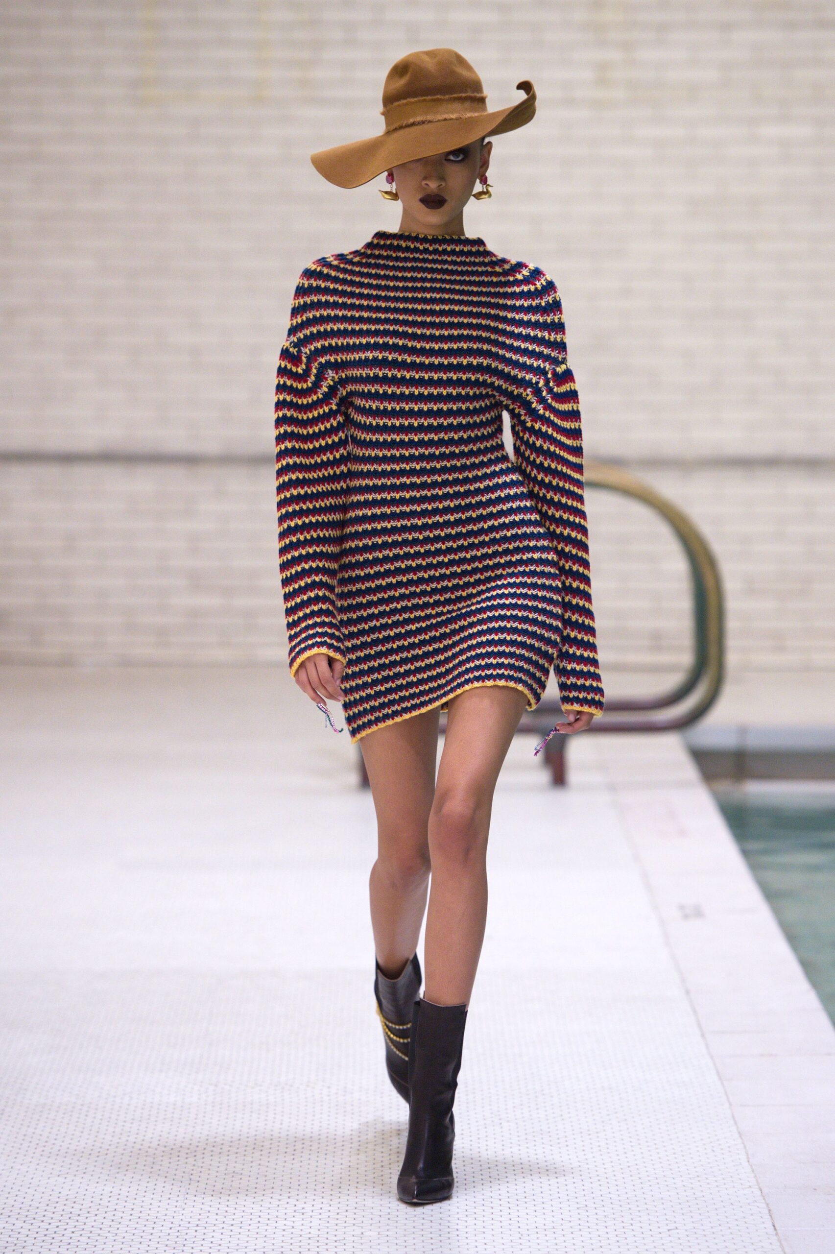 multi-colored fitted mini dress