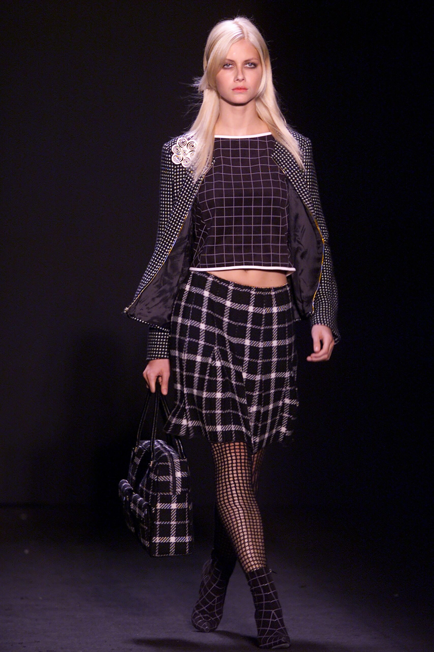 black and white checked outfit