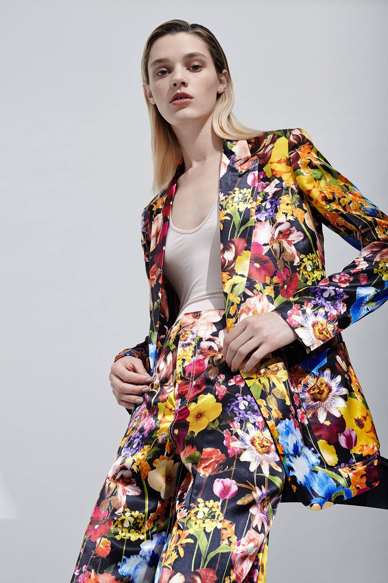 floral printed blazer and pants