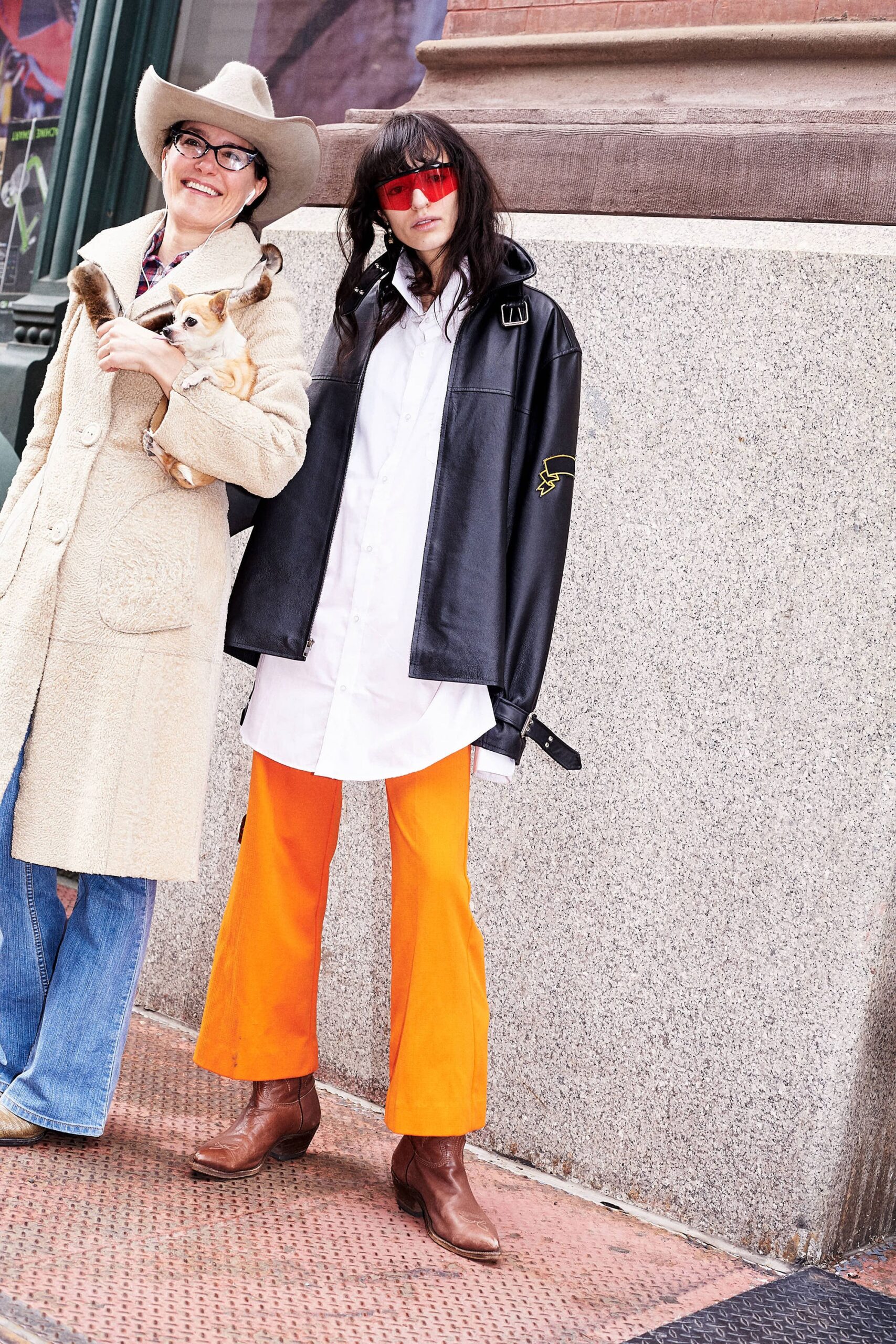 orange relaxed wide-leg pants