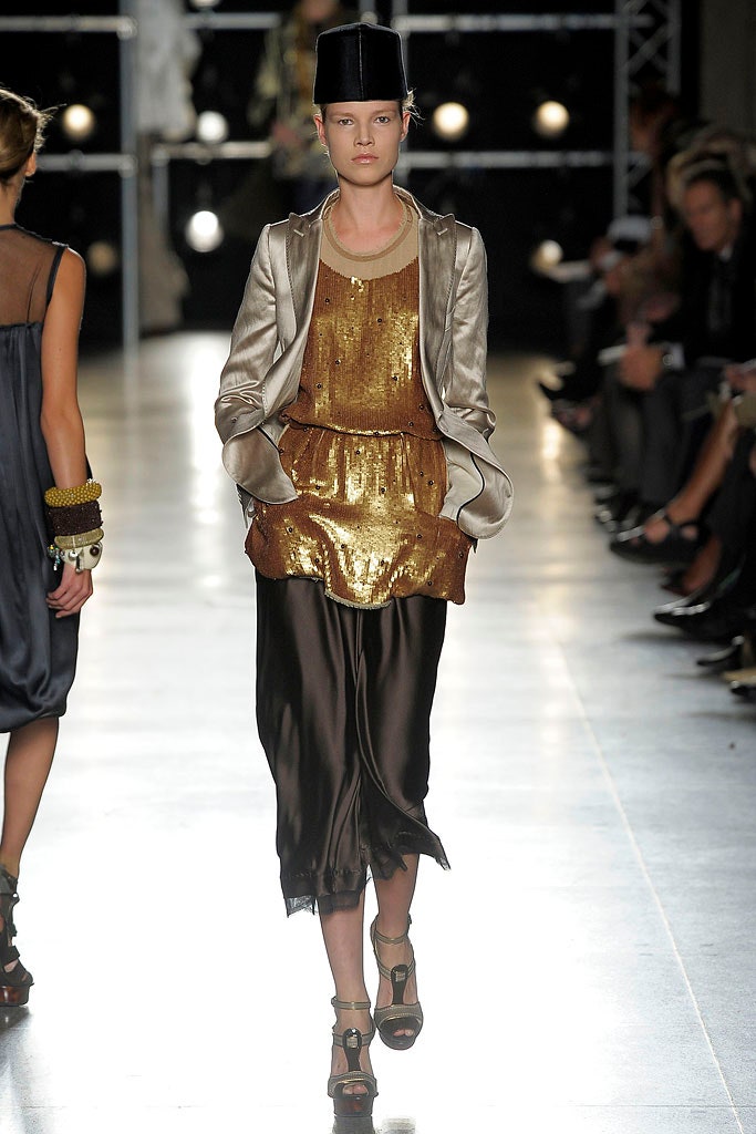 gold silk blazer with sequined top