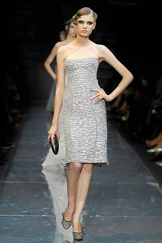 fitted silver embroidered dress