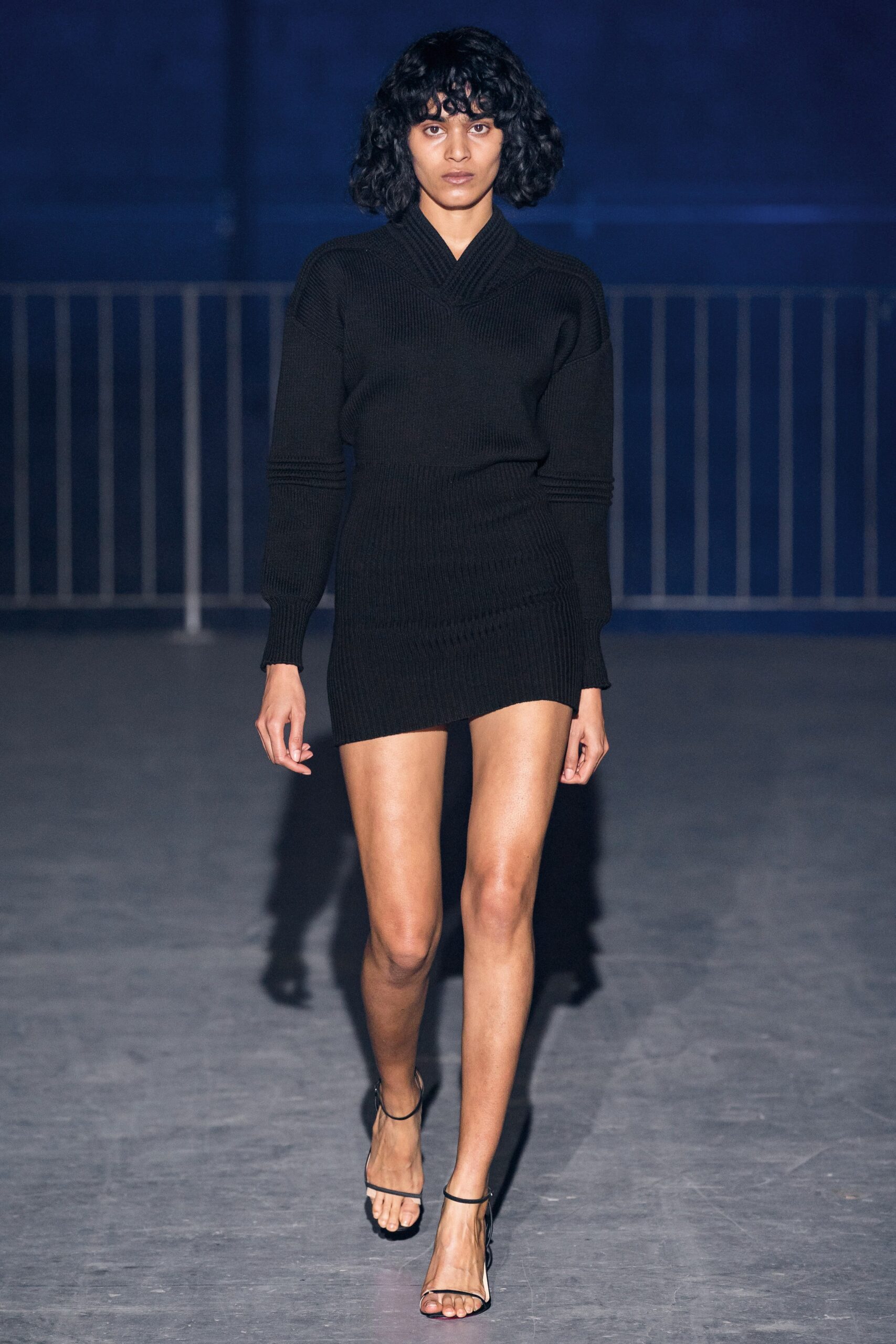 black fitted knit mini dress