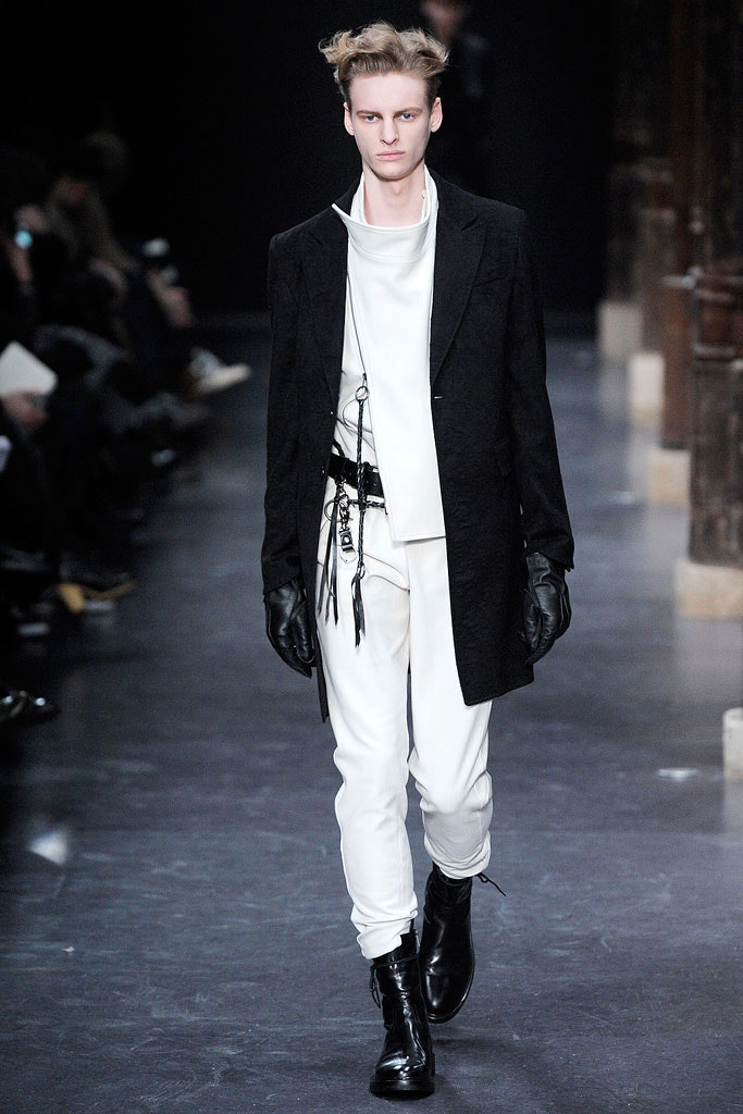black wool coat with white top