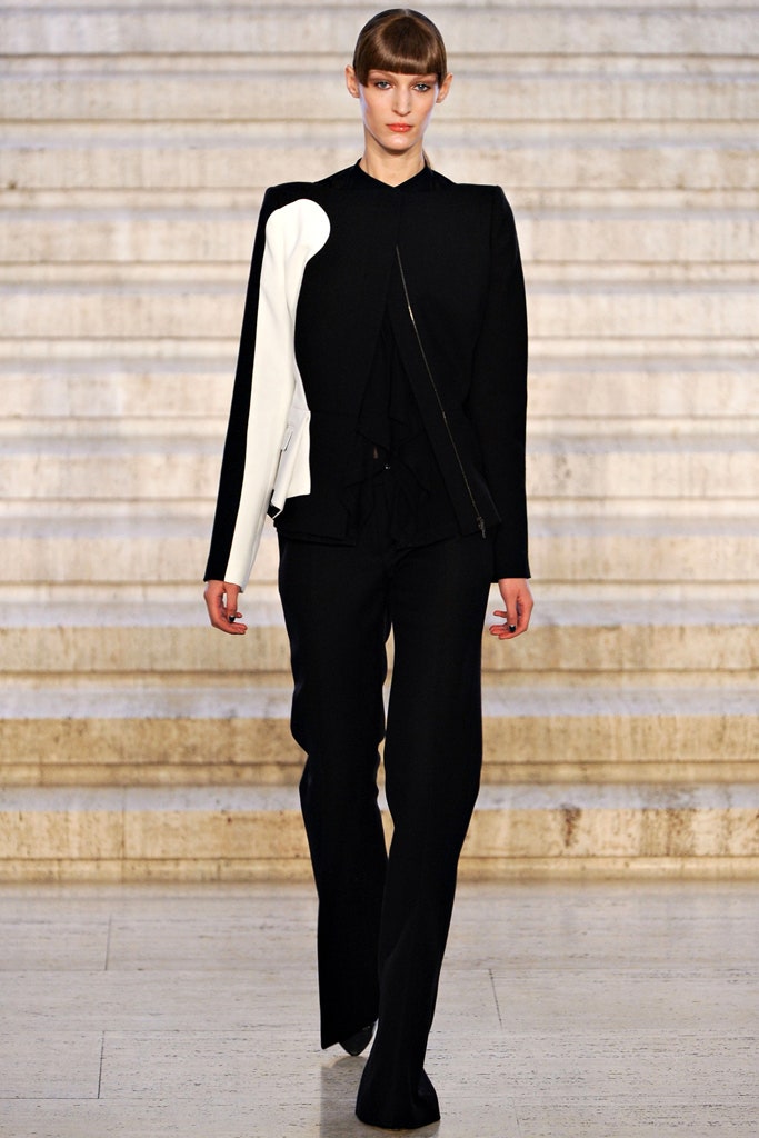 black and white fitted jacket with pants