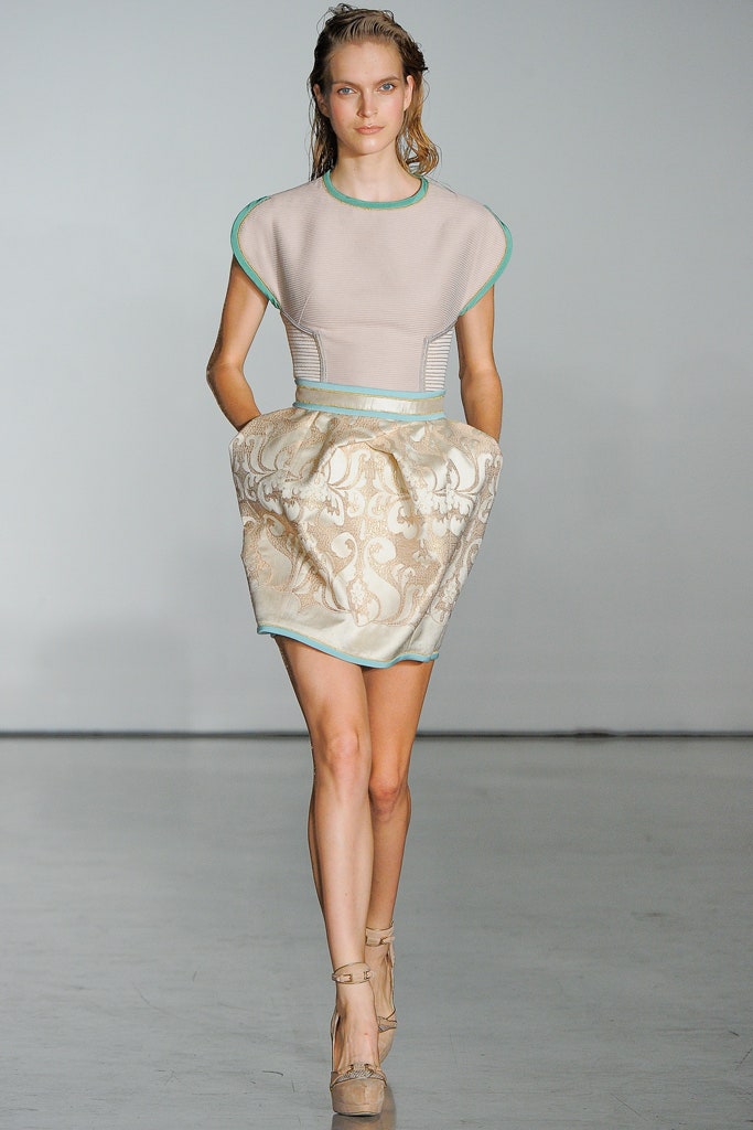 beige gold embroidered mini dress