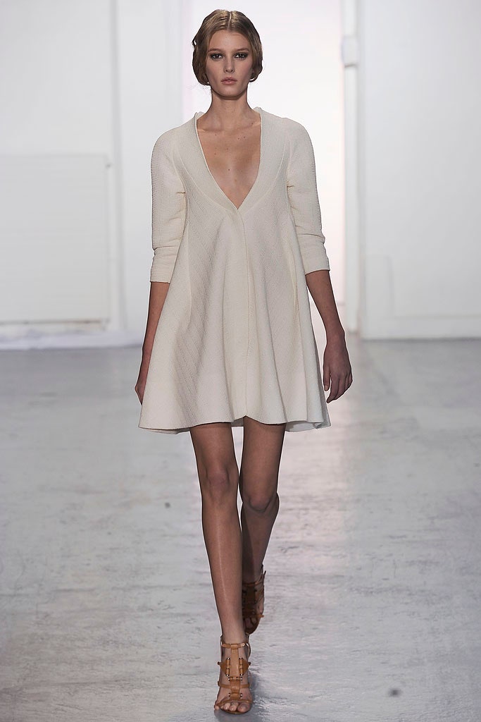 white cotton long-sleeve dress