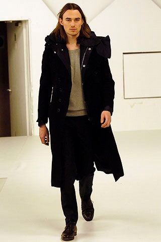 black wool coat gray sweater