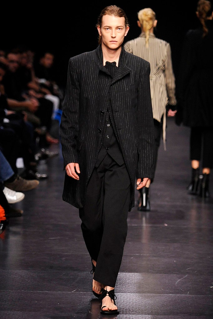 black striped coat and pants