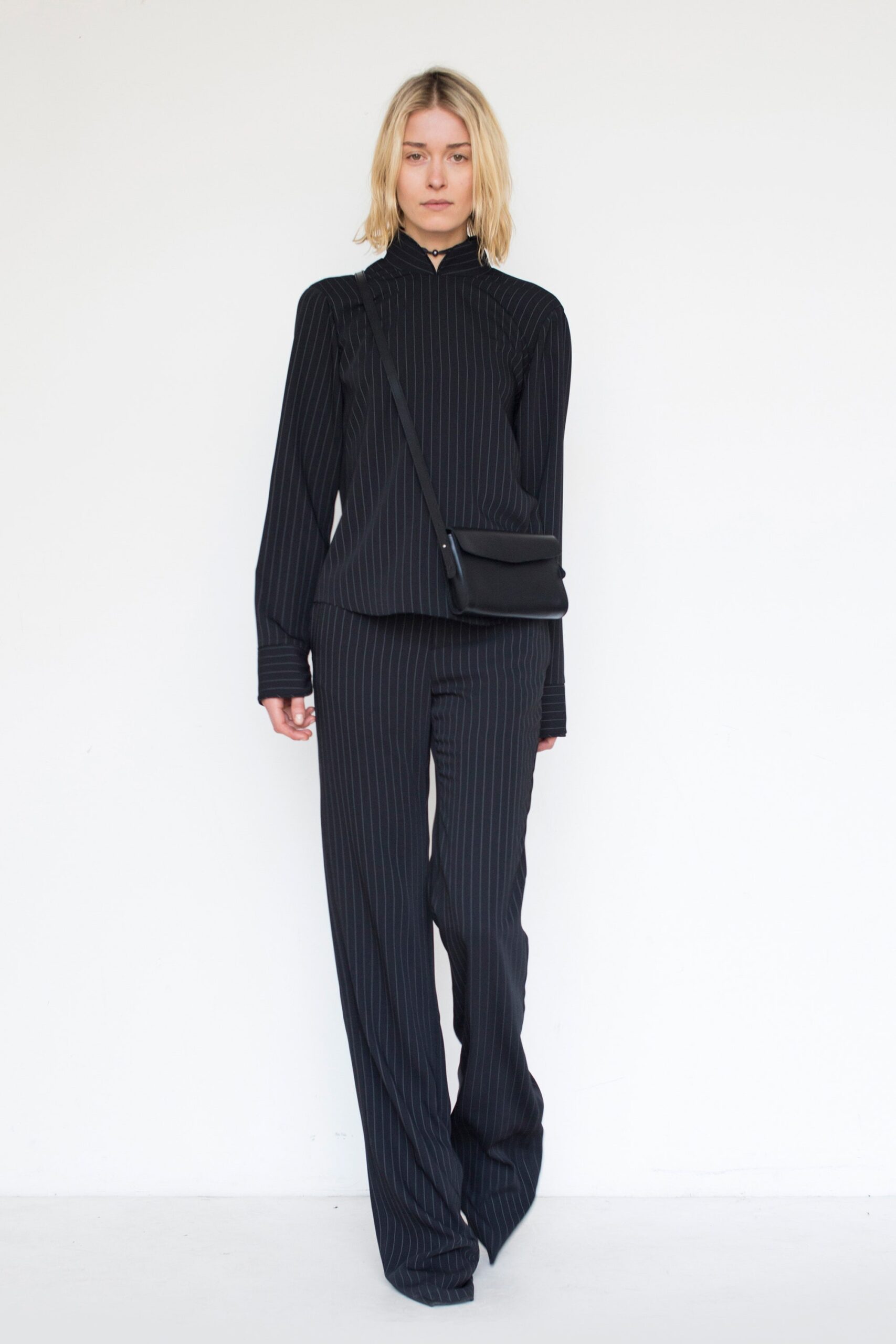 black striped fitted top and pants