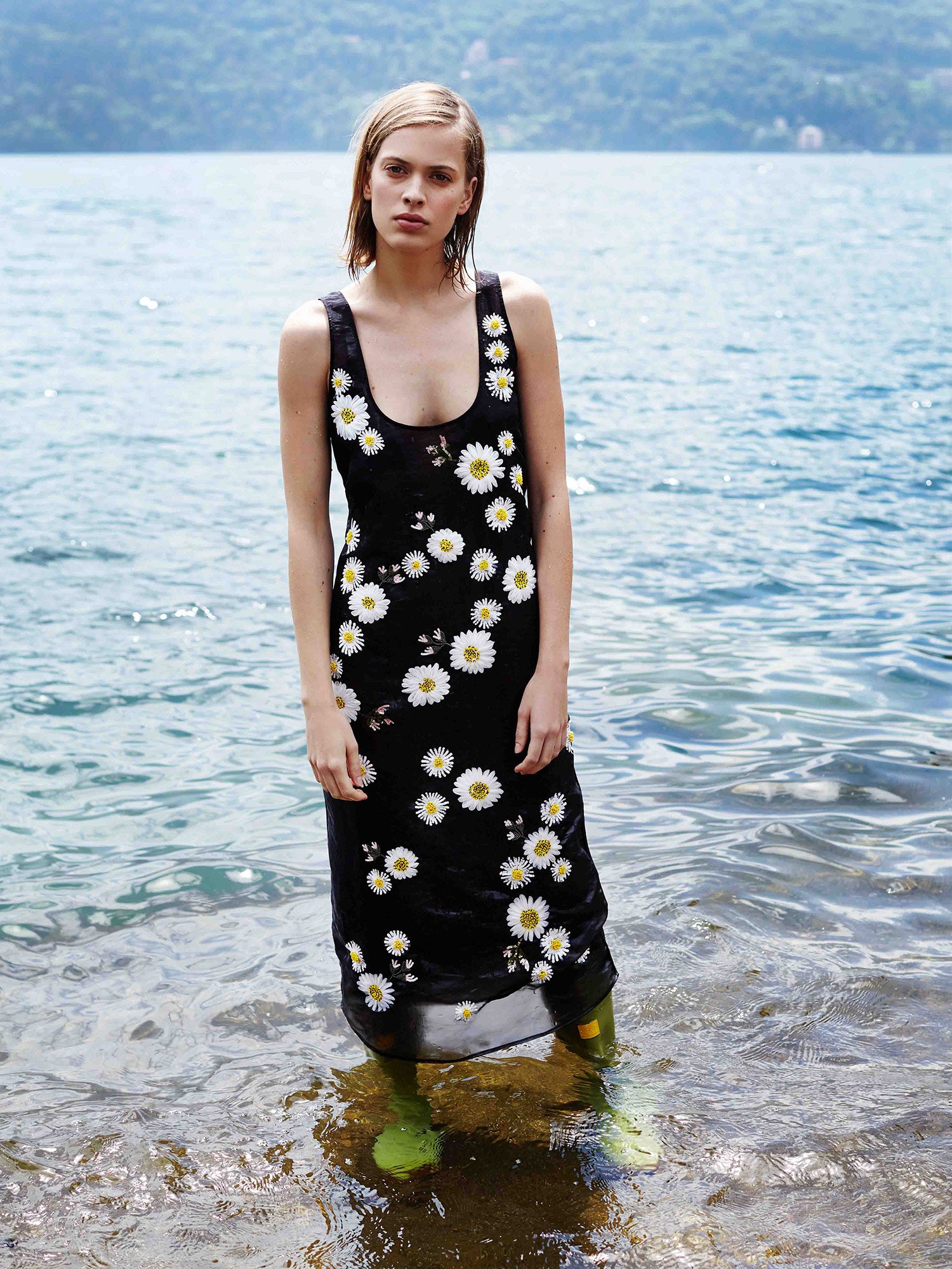 black floral midi dress
