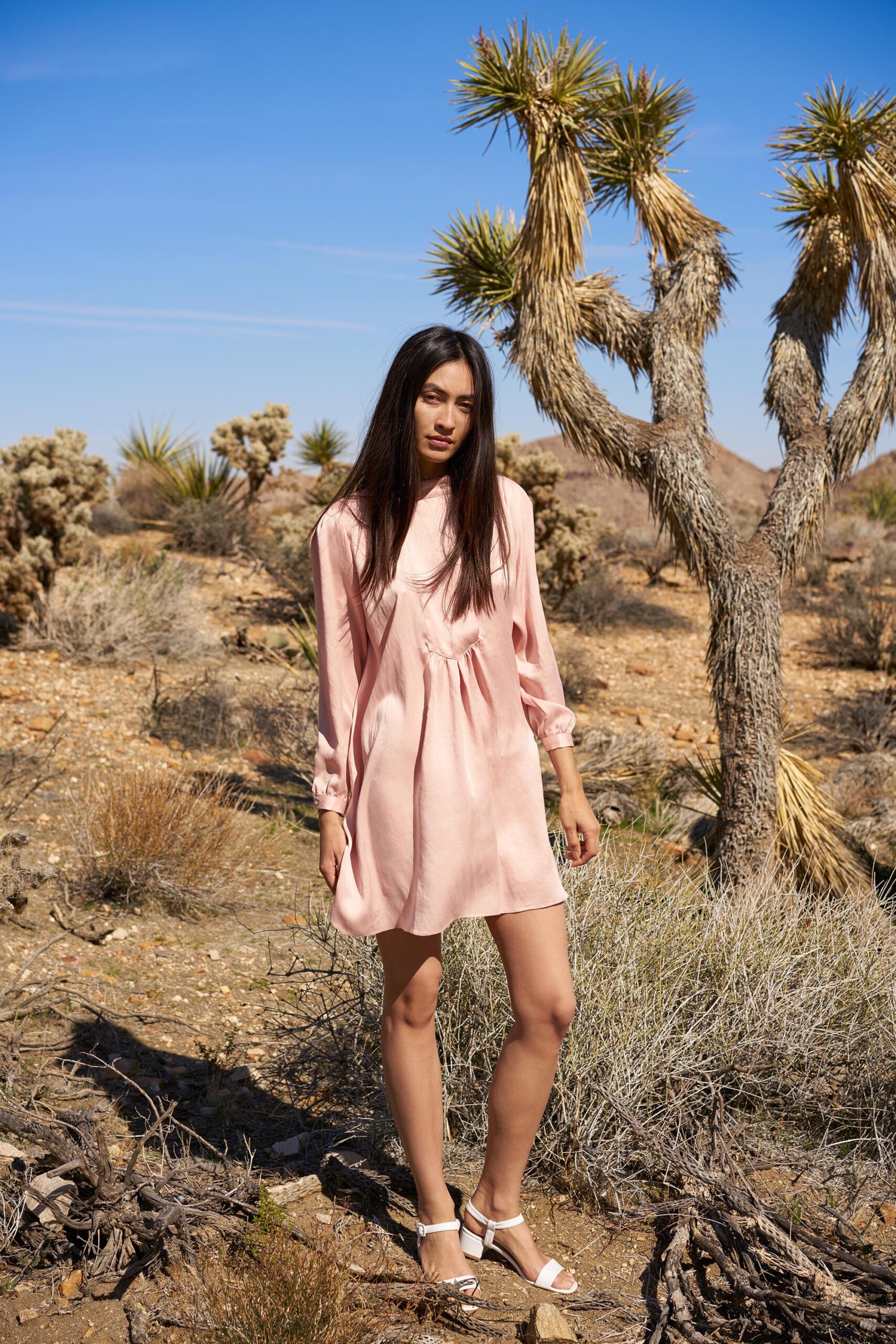 pink silk relaxed mini dress