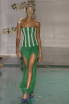 green silk strapless fitted embroidered corset