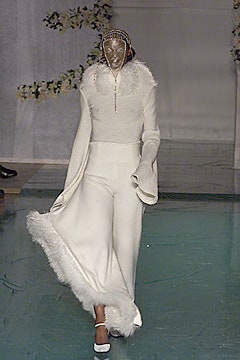 white wool long-sleeve high-neck fitted ruffled top