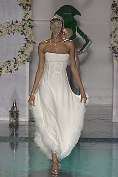 white strapless flowing gown