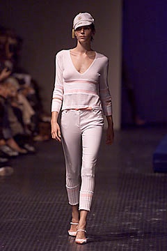 white pink cropped top with fitted pants