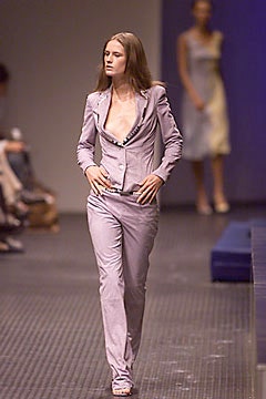 fitted purple silk suit