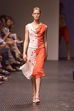 red and white asymmetric dress