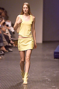 yellow tank-top and skirt