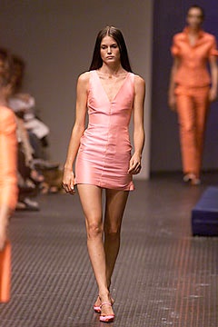 fitted pink silk mini-dress