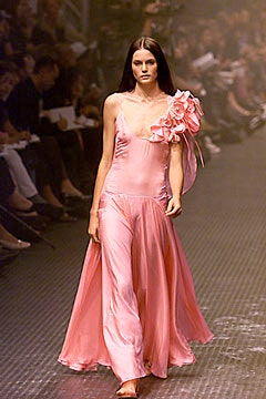 pink silk sleeveless gown