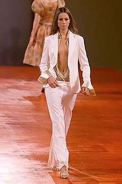 white fitted silk suit