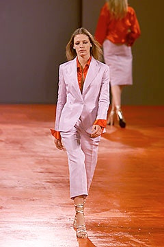 pink cotton long-sleeve collared tailored buttoned pencil suit