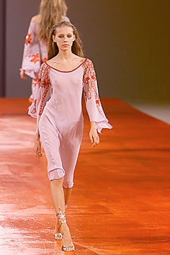 pink silk off-shoulder dress