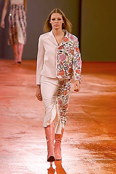 white floral blazer with pencil skirt