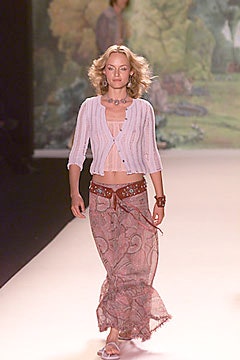 white fitted cardigan and pink tiered skirt