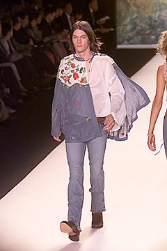 relaxed blue embroidered shirt with slim jeans