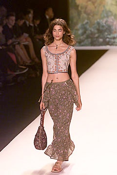 embroidered crop-top and tiered skirt
