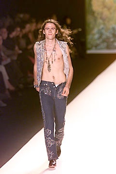 blue denim vest and pants