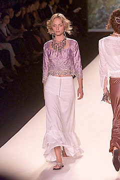 purple silk cropped top and white midi skirt