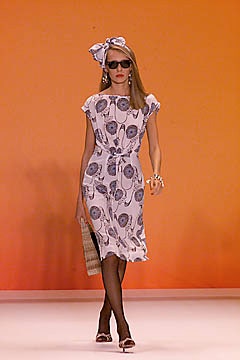 purple and white printed midi dress