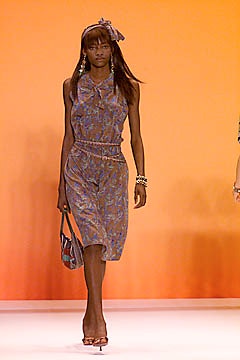 purple and brown printed midi dress
