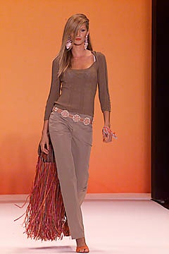 brown fitted top with beige pants